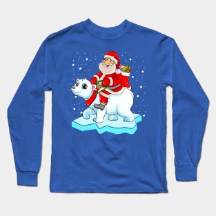 Santa Riding Panda Bear Merry Christmas Xmas Long Sleeve T-Shirt